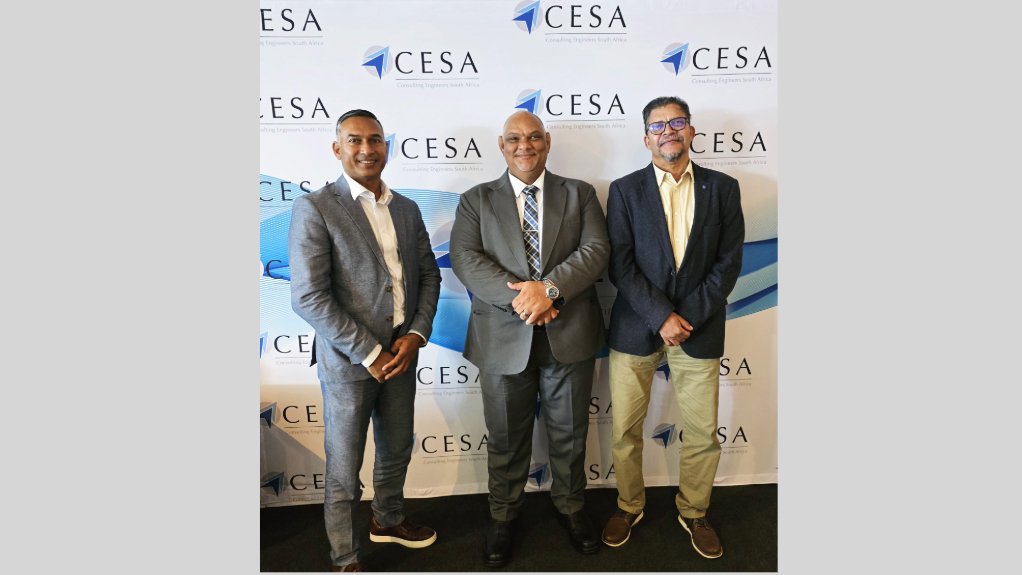 An image of Cesa KZN chairperson Sagren Narasimulu, president David Leukes and CEO Chris Campbell 