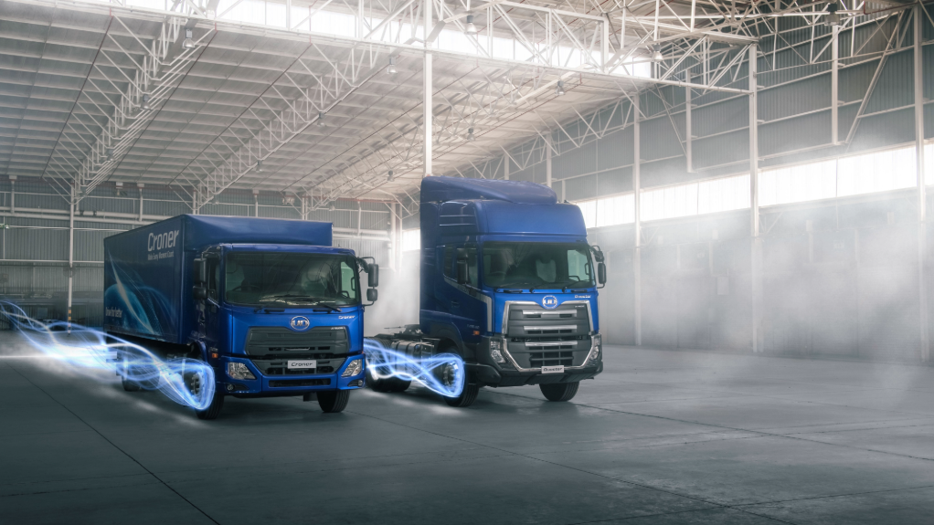 An image of two vehicles manufactured by UD Trucks
