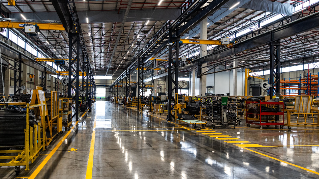 An image of the interior of the new Scania assembly plant