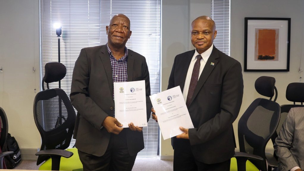 LPFF CEO Motlatsi Barnabas Molefe & SIU head Advocate Andy Mothibi 