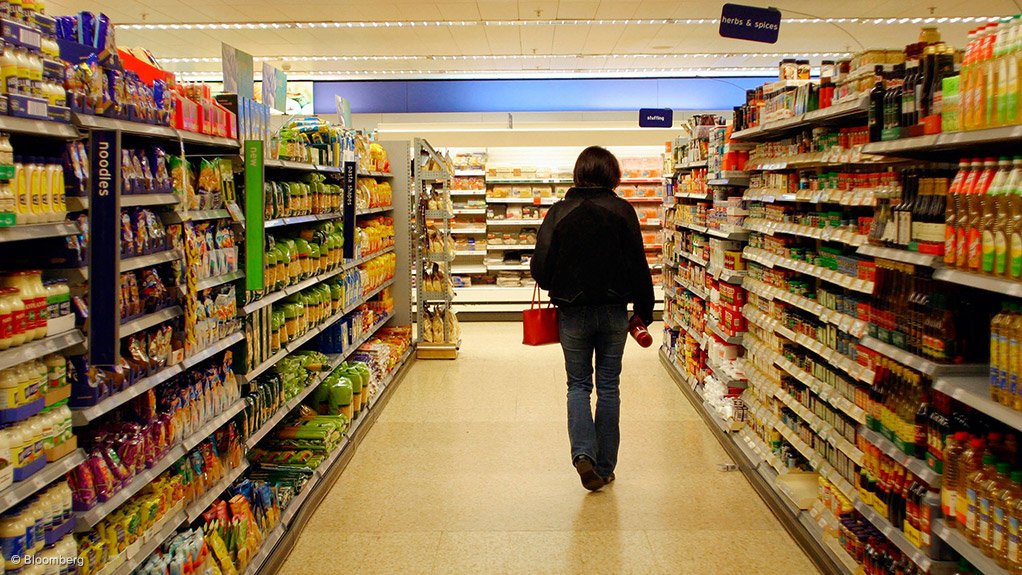 A shopper in a grocery store