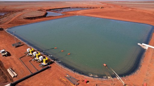 An aerial view of mine dewatering