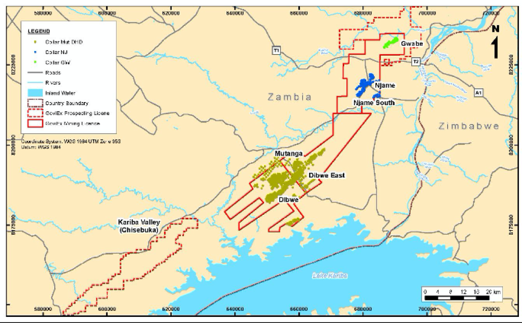 Location map of the Muntanga deposits