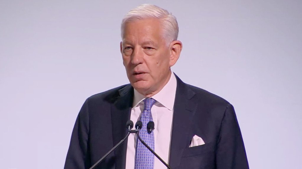 Rio Tinto chairperson Dominic Barton addressing the company's annual general meeting.