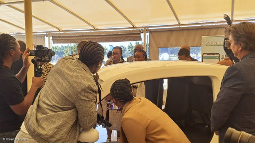 An image of SMMEs showcasing their offerings to Dr Nasiphi Moya 