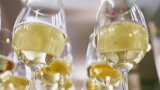 White wine in glasses