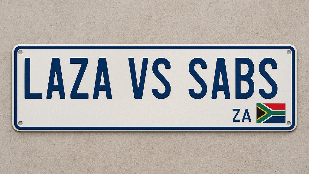 number plate showing LAZA VS SABS