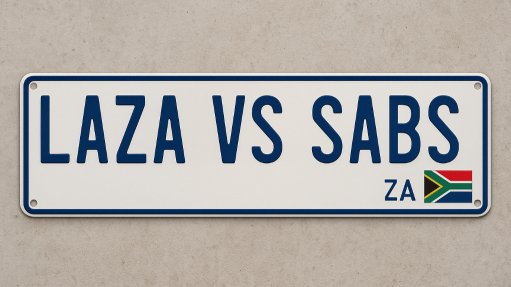 number plate showing LAZA VS SABS