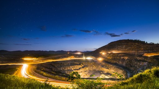 opencast mine at night