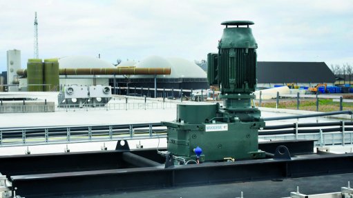 A NORD Maxxdrive motor installed on teh top of a structure