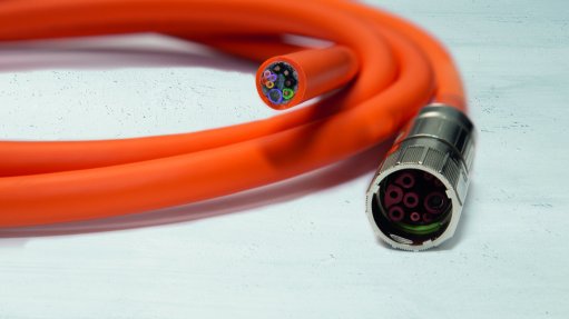 The inside and a cross section of a SEW-EURODRIVE Digital Data Interface cable