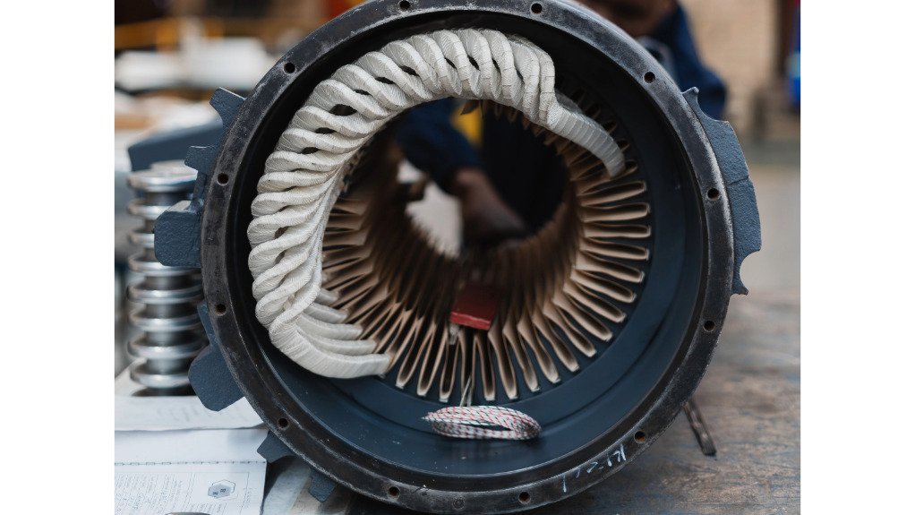 a side view of a wound motor manufactured by Hexagon Electrical