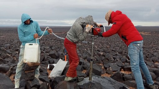 An image of rock drilling to collect samples