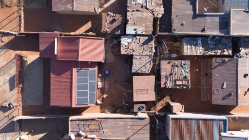 An aerial view of a house and spaza shop in Katlehong, Gauteng, where the LUXE system is operating.