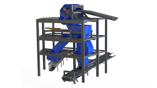 Diagram of the three-storey chute structure ensures controlled transfer of run-of-mine ore from the conveyor system
