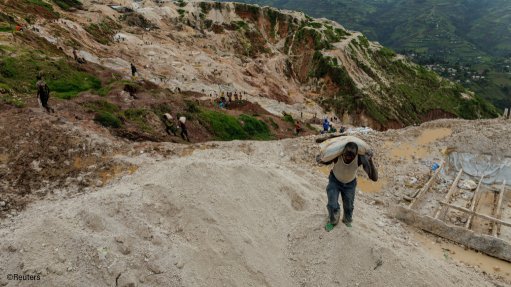 An informal mining area in the DRC
