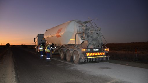 An image of cement road works