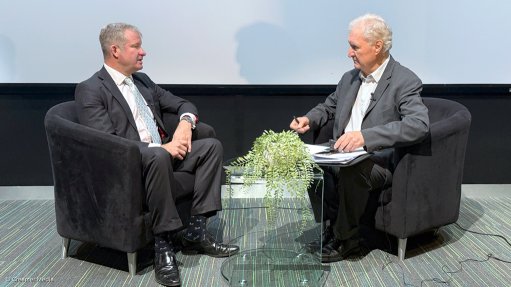 Shuka CEO Richard Lloyd (left) interviewed by Mining Weekly's Martin Creamer. Video: Darlene Creamer.