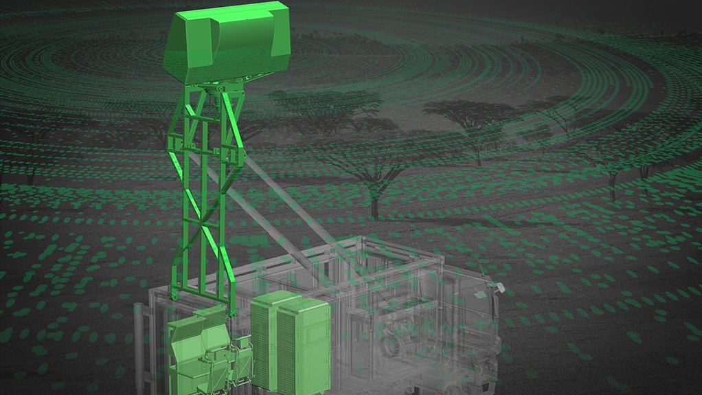 A computer-generated image of a Hensoldt radar