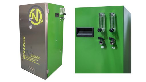 Image of Nitraweld nitrogen generator and ball-and-tube flow meters