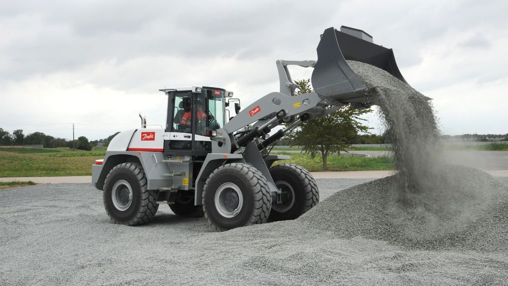 a danfoss wheel loader on a construction site