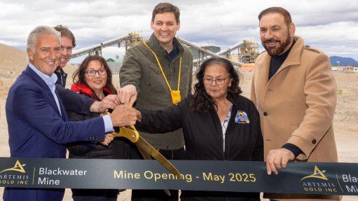 Artemis Gold chair and CEO Steven Dean, Ryan Beedie, Lhoosk’uz Dené acting Chief June Baptiste, Premier David Eby, Ulkatcho Councillor Corinne Cahoose, Minister Jagrup Brar.