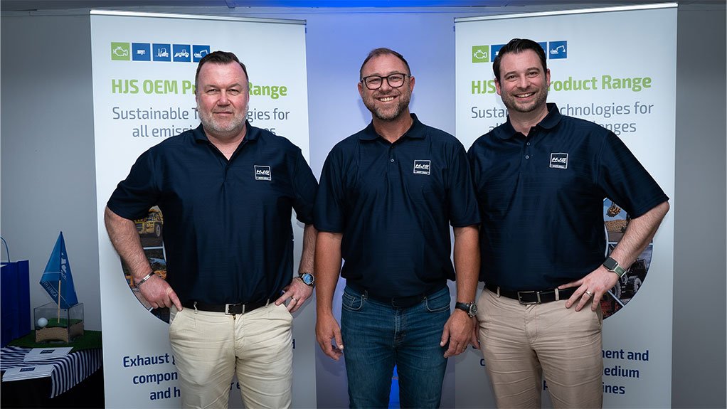 The leaders behind HJS Emission Technology in SA, from left to right: Dirk Maiworm, Sales Director of HJS Emission Technology GmbH & Co. KG, André Robberts, Managing Director of HJS Emission Technology SA (Pty) Ltd, and Robin Trompetter, CEO of HJS Emission Technology GmbH & Co. KG.