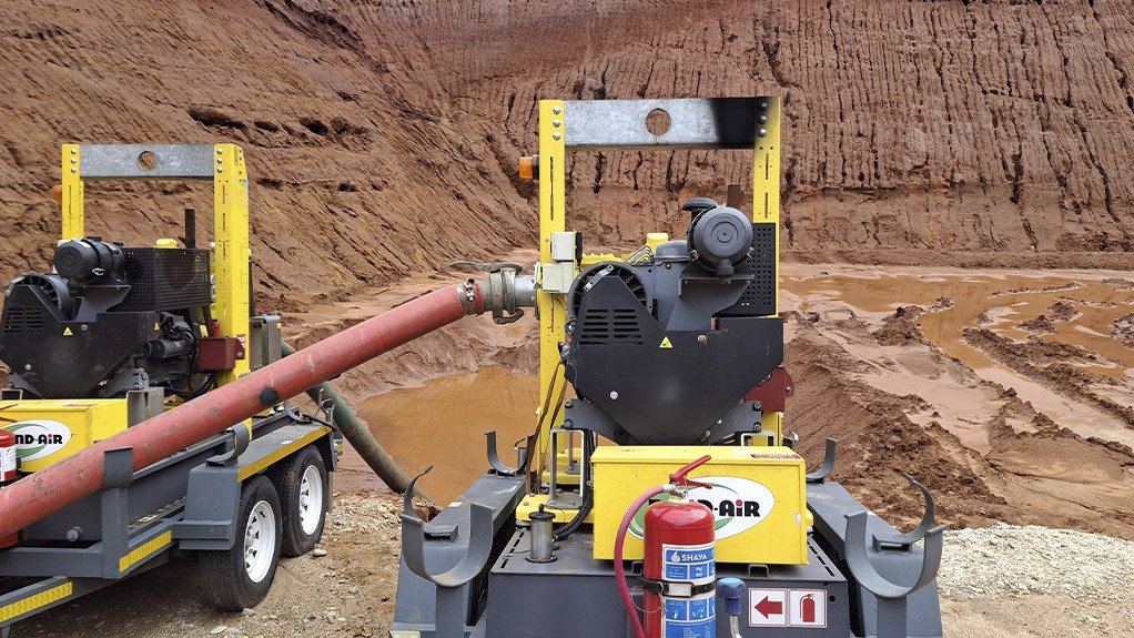 Two Atlas Copco PAS150HF diesel driven dewatering pumps in operation at a customer site in KwaZulu-Natal