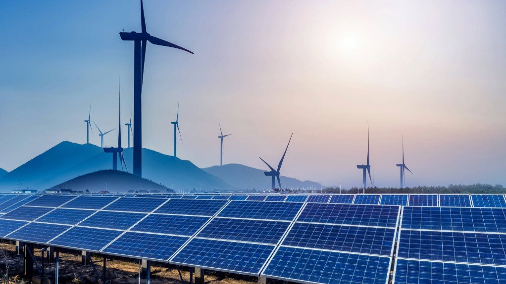 Image of solar panels and wind turbines