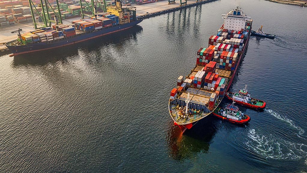 Ships transporting containers