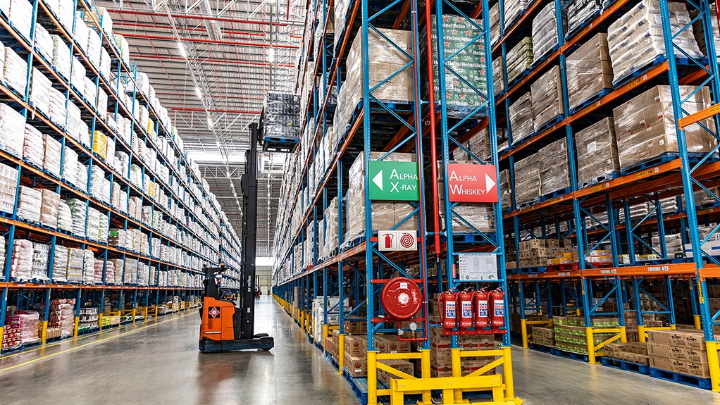 A forklift moving a pallet