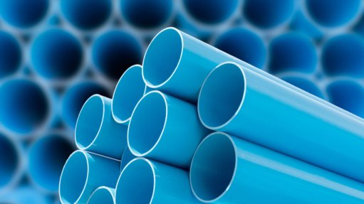 An image of blue plastic pipes