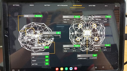 Image of screen showing images from a drone 