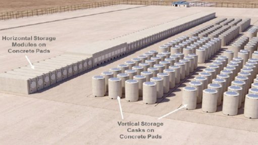 A rendering of the Centralised Interim Storage Facility as shown to the Parliamentary Portfolio Committee on Electricity and Energy