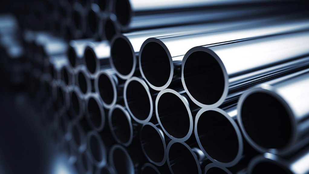 The above image depicts an array of steel pipes
