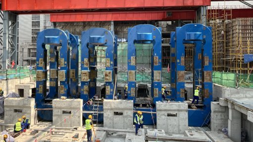 The above image depicts all four high-reduction mill stands were installed on site at Zhongshou Special Steel