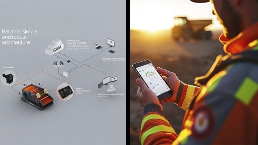 Image of a smart phone and a diagram illustrating Sandvik Rock Processing’s ACS-s condition monitoring system

