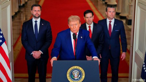 US President Donald Trump delivers an address to the nation alongside Vice President JD Vance, Secretary of State Marco Rubio and Defence Secretary Pete Hegseth at the White House in Washington, DC, over the weekend.