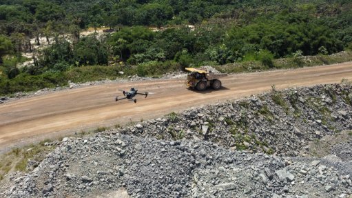 A drone monitoring mine operations in West Africa