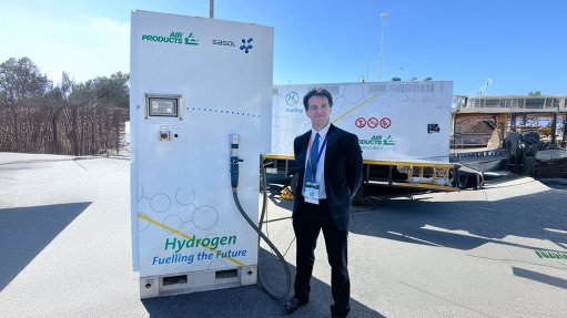 Air Products MD Charles Dos Santos with the Hydrogen refueller