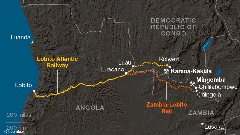 A map of the Lobito rail corridor