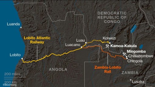 A map of the Lobito rail corridor