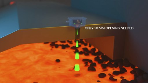Image of an OndoSense radar level sensor conducting measurements in a closed melting furnace