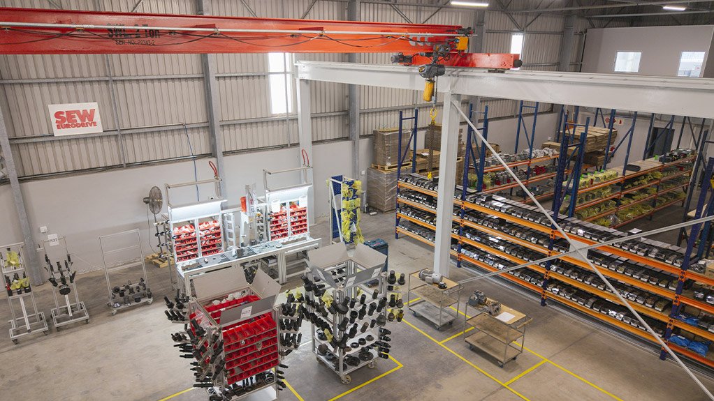 The interior of SEW-EURODRIVE’s Gqeberha branch workshop reflects a well-equipped facility designed to deliver efficient assembly, maintenance and support services to local industries
