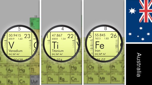 Image of periodic table symbols for vanadium, titanium and iron and the Australia flag