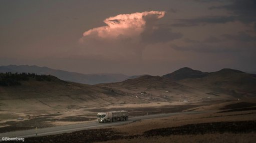 A truck transporting copper