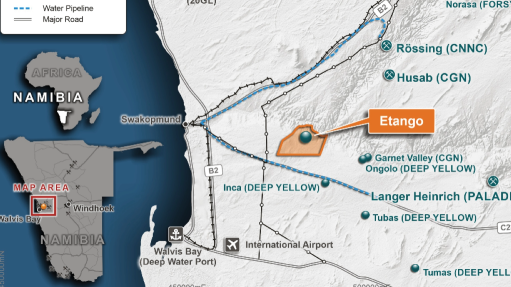 Location map of the Etango project