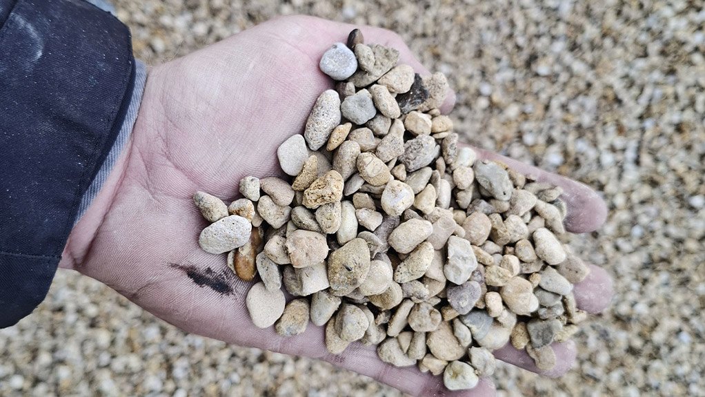 Limestone pebbles prior to crushing for aggregate products