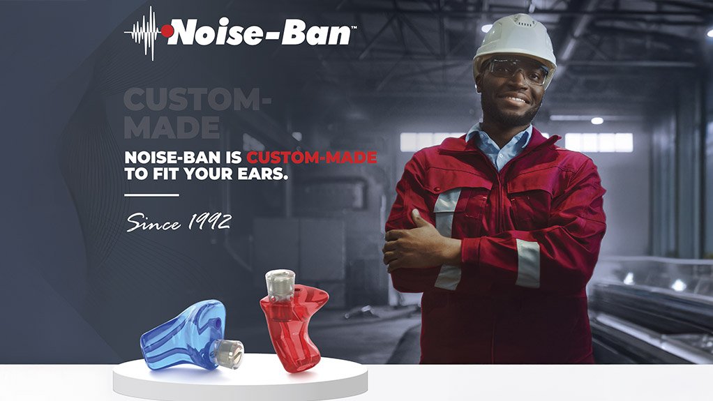 Image of a worker wearing Noise-Ban hearing protection devices