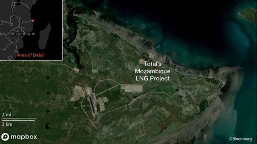 A map showing the location of Total's LNG project in Mozambiqe
